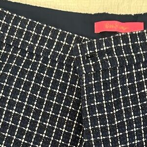 Lilly Pulitzer Navy and White Checkered Fabric flat front shorts